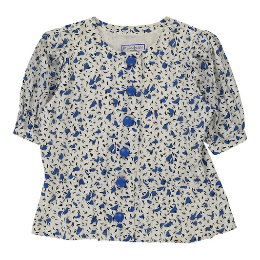 Yves Saint Laurent Floral Jacket - Large White Cotton