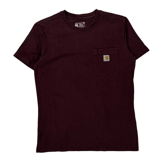Carhartt T-Shirt - Small Burgundy Cotton
