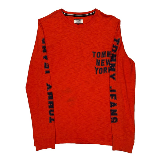 Tommy Jeans Long Sleeve T-Shirt - Medium Red Cotton