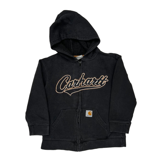 Vintage Age 8-10 Carhartt Spellout Hoodie - Small Black Cotton Blend
