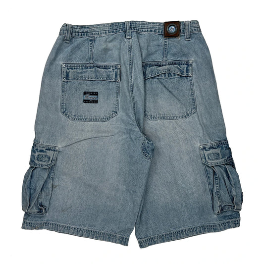 Enyce Hip Hop Cargo Shorts - 34W 12L Light Wash Denim