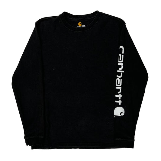 Carhartt Spellout Long Sleeve T-Shirt - Small Black Cotton