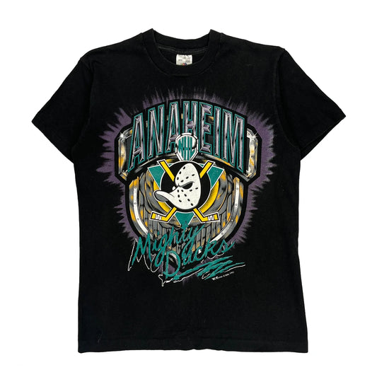 Anaheim Mighty Ducks Fruit Of The Loom Single Stitch T-Shirt - Medium Black Cotton
