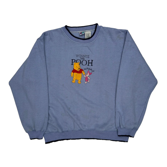 Winnie The Pooh And Piglet Disney Cartoon Sweatshirt - XL Blue Polyester Blend