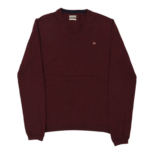 Vintage burgundy Napapijri Jumper - mens medium